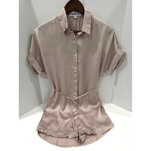 Amazing Lace 100% Polyester Blush Pink Romper Tie Waist  Dress - Size XS